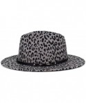 Fedoras Men & Women Classic Wide Brim Fedora Hat with Belt Buckle Wool Felt Panama Fedora M/L - A1-leopard Print-grey - C918A...
