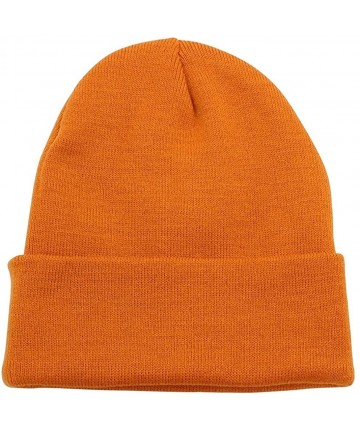 Skullies & Beanies Warm Winter Hat Knit Beanie Skull Cap Cuff Beanie Hat Winter Hats for Men (Burnt Orange) - CI12O5RM4J0 $11.89