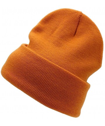 Skullies & Beanies Warm Winter Hat Knit Beanie Skull Cap Cuff Beanie Hat Winter Hats for Men (Burnt Orange) - CI12O5RM4J0 $11.89