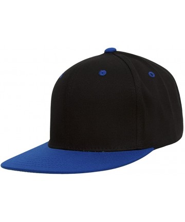Baseball Caps Cotton Two-Tone Flat Bill Snapback - Black/Blue - CW184S5SK6O $13.18