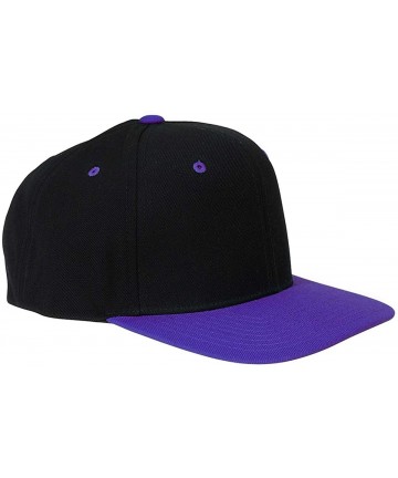 Baseball Caps Flexfit 6 Panel Premium Classic Snapback Hat Cap - Black/Purple - C812D6KDY23 $13.34