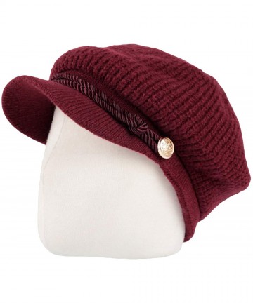 Newsboy Caps Women Winter Knit Newsboy Caps Lady Warm Baker Beanie Hat SLG1226 - Wine - CO18ZA73TOZ $37.86