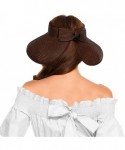 Sun Hats Womens Sun Visor Hat- Foldable Straw Sun Hat with Cute Bowtie - Coffee - CH1943O6083 $14.05