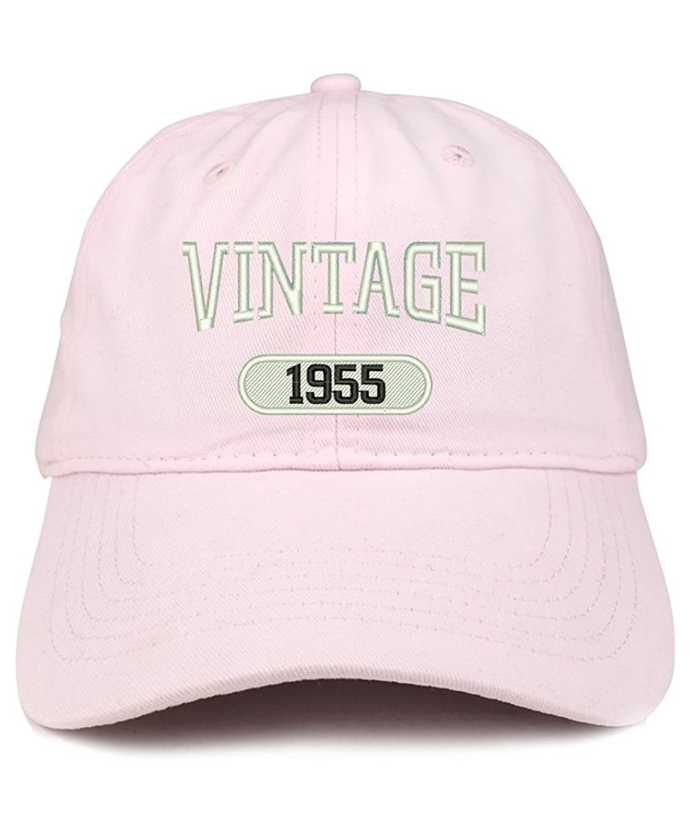 Baseball Caps Vintage 1955 Embroidered 65th Birthday Relaxed Fitting Cotton Cap - Light Pink - CI180ZMSG6L $23.23