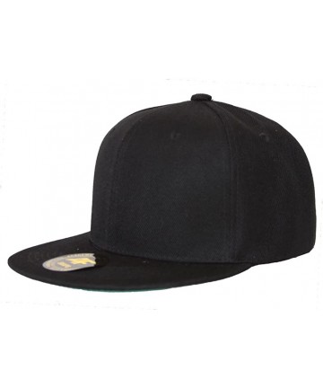 Baseball Caps New Solid Flatbill Snapback hat - Black - CB11B5O2XAV $13.75