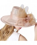 Sun Hats Women 3 Layers Sinamay Kentucky Derby Church Sun Summer Hats - Champagne - CA1820QHR7R $87.88