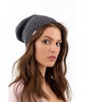 Skullies & Beanies Luxurious Trendy and Soft Cashmere Winter Beanie Hat for Women 95% Pure Cashmere 5% Wool CSH-803 - Charcoa...