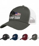 Baseball Caps Trump Train 2020 American Fl-ag Hat Men's Baseball Cap Adjustable Mesh Cap - Army Green - CT18UC69QEW $21.19