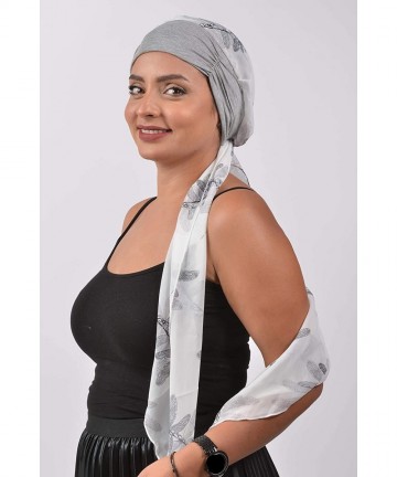 Headbands Turban Cancer Headwear Chemo Bamboo for Women Head Wrap Scarf Chemotherapy Hat - Grey White Design - CD18Z3DREA0 $1...