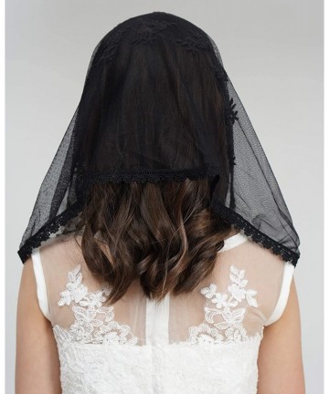 Headbands Veil for Girls Catholic Chapel Veil for Mass Catholic Mantilla F06 - Black Wrap - CZ18NA30WW9 $15.52