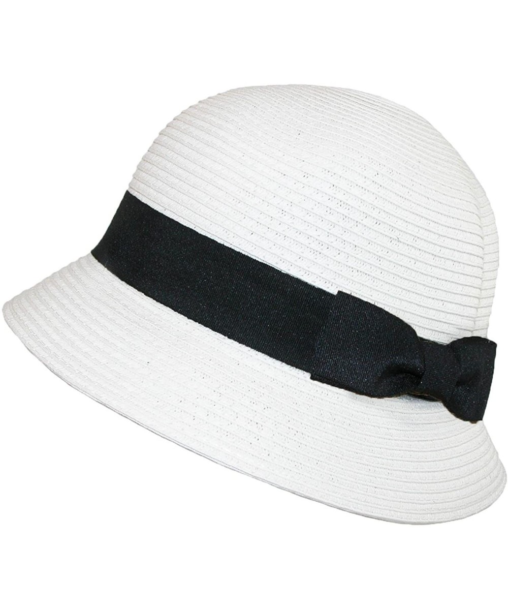 Sun Hats Women's Paper Braided Summer Sun Cloche Hat - White - CU11WO4ITHX $28.39