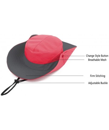 Sun Hats Women's Summer Sun UV Protection Hat Foldable Wide Brim Boonie Hats with Ponytail Hole - Watermelon Red - CI18T20SNN...