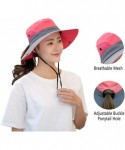 Sun Hats Women's Summer Sun UV Protection Hat Foldable Wide Brim Boonie Hats with Ponytail Hole - Watermelon Red - CI18T20SNN...