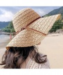 Sun Hats Summer Women Beach Sun Hat Floppy Wide Brim Travel Hat Foldable UV Protect Cotton Hat - Khaki - CX18R5UT4SQ $17.65