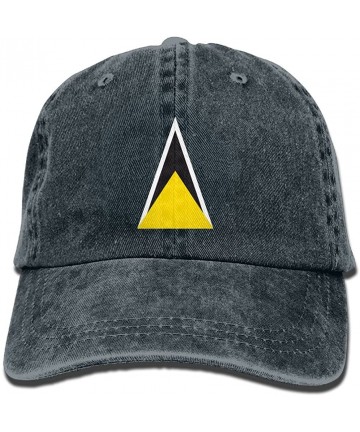 Skullies & Beanies Saint Lucia's Flag Denim Baseball Caps Hat Adjustable Cotton Sport Strap Cap for Men Women - Navy - CS18CH...