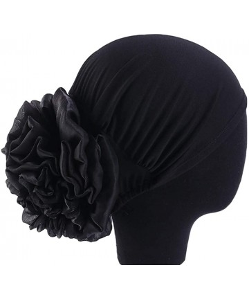 Skullies & Beanies 1Pack / 2Packs Women Flower Elastic Turban Beanie Head Wrap Chemo Cap Hat - 2pcs-purple&black - CV18XRXG3D...