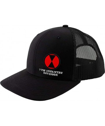 Baseball Caps Army 7th Infantry Division Full Color Trucker Hat - Solid Black - CJ18RNYU2KU $44.47