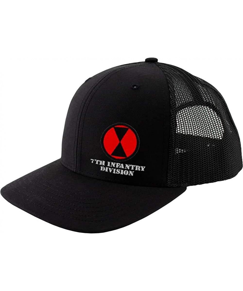 Baseball Caps Army 7th Infantry Division Full Color Trucker Hat - Solid Black - CJ18RNYU2KU $34.98