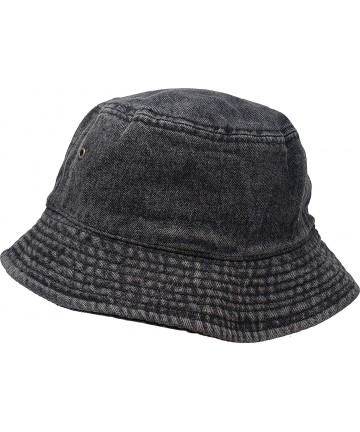 Bucket Hats Bucket Hat Vintage Outdoor Festival Safari Boonie Packable Sun Cap - Washed Black Denim - CP195IQ9XIQ $21.20