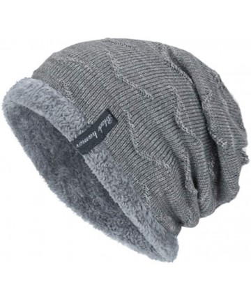Skullies & Beanies Men Women Winter Warm Stretchy Beanie Skull Slouchy Cap Hat Fleece Lined - Grey - CQ18K5W2YY3 $17.96