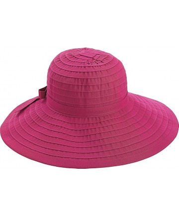Sun Hats Women's Ribbon Large Brim Hat - Raspberry - CQ115FAI021 $43.92