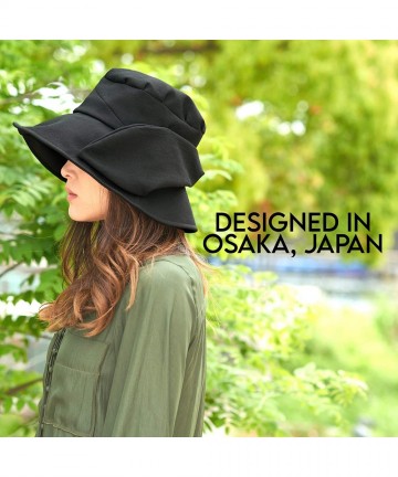 Sun Hats Womens Sun Hat Summer Beach Japanese Design Wide Brim UV Protection - Black - CC18DZL6I9X $30.51