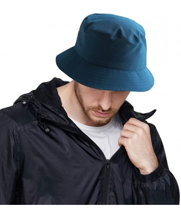 Sun Hats Waterproof Bucket Hats for Men Plain Color Outdoor Fisherman Sun Caps - Lightsapphireblue - CG18RR64CA0 $22.57