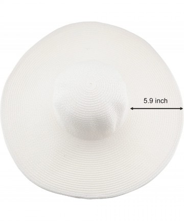 Sun Hats Wide Brim Roll-up Big Beautiful Solid Color Floppy Hat - White - CO11YCP1B0J $20.97