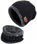 Skullies & Beanies Winter Beanie Hat Scarf Set Warm Knit Hat Thick Knit Skull Cap Touch Screen Glove Unisex - Black - CK1889H...