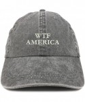 Baseball Caps WTF America Embroidered Washed Cotton Adjustable Cap - Black - C8185LUDM4E $24.09