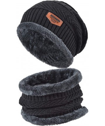 Skullies & Beanies Styles Oversized Winter Extremely Slouchy - Jb Black Hat&scarf Set - CJ18ZZMGD26 $15.67