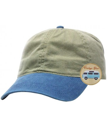 Baseball Caps Ponytail Open Back Washed Cotton Adjustable Baseball Cap - Blue/Khaki - C3126053N7H $19.97