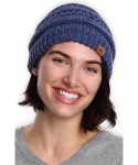 Skullies & Beanies Womens Cable Knit Beanie - Warm & Soft Stretch Winter Hats for Cold Weather - Blue Melange - C0184AKXACT $...