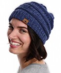 Skullies & Beanies Womens Cable Knit Beanie - Warm & Soft Stretch Winter Hats for Cold Weather - Blue Melange - C0184AKXACT $...
