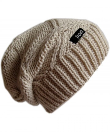 Skullies & Beanies Slouchy Beanie for Women - Plush Knitted Winter Hat Stocking Cap M113NF - Beige - C111C1IKMMR $20.45