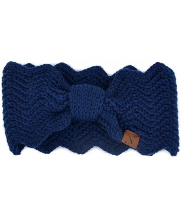 Cold Weather Headbands Winter Ear Bands for Women - Knit & Fleece Lined Head Band Styles - Navy Knotted - C318A98C8TM $11.04