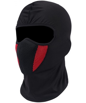 Skullies & Beanies Windproof Face Mask-Balaclava Hood-Cold Weather Motorcycle Ski Mask - Black Red - CD18YLTTWND $14.24