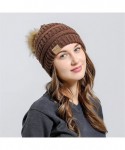 Sun Hats Womens Knit Cap Baggy Warm Crochet Winter Wool Ski Beanie Skull Slouchy Hat - Coffee - CM18IE2IR7D $11.57