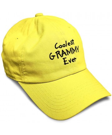 Baseball Caps Custom Soft Baseball Cap Coolest Grammy Ever Black Embroidery Twill Cotton - Yellow - CK18ZO42505 $26.87