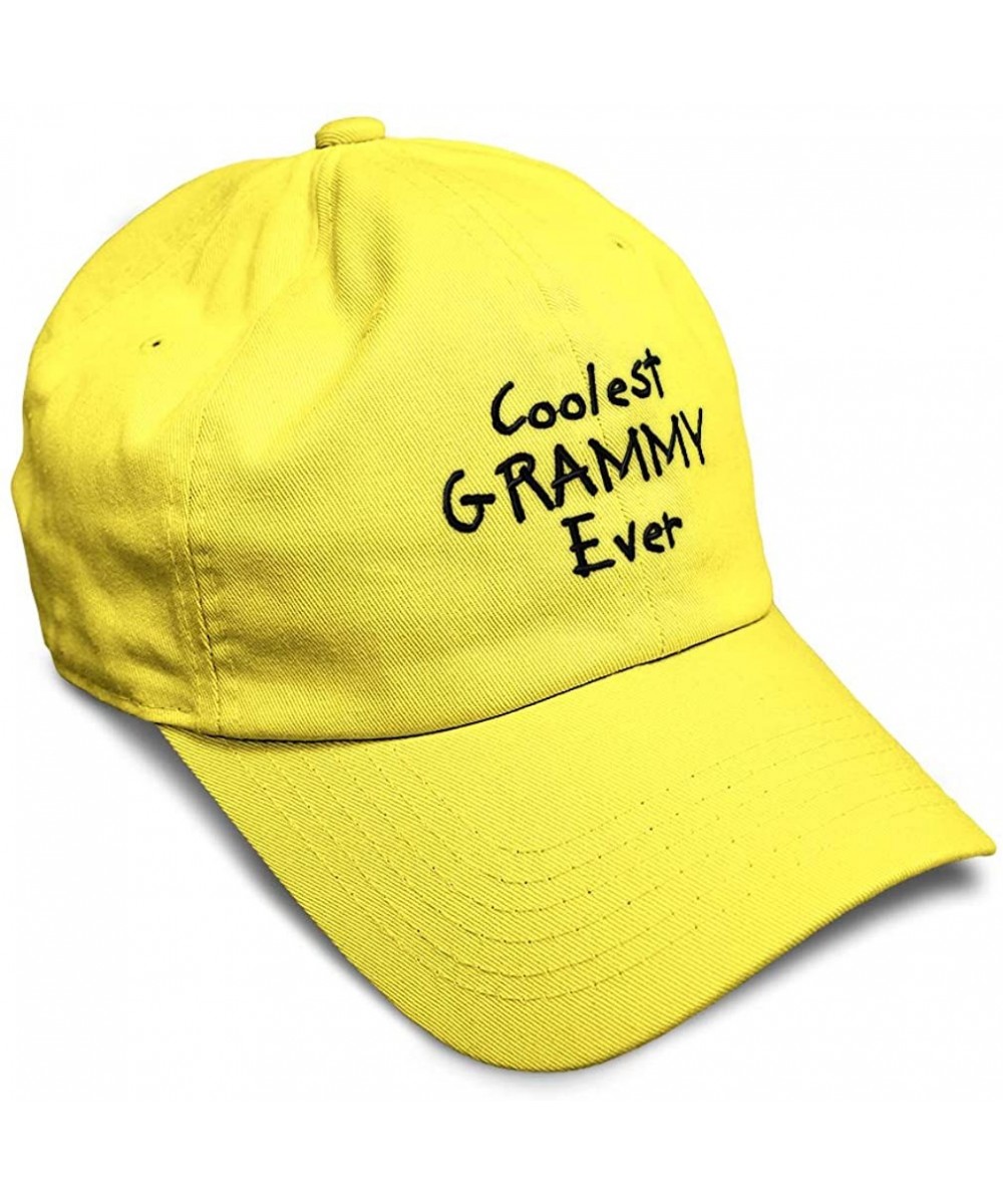 Baseball Caps Custom Soft Baseball Cap Coolest Grammy Ever Black Embroidery Twill Cotton - Yellow - CK18ZO42505 $19.09
