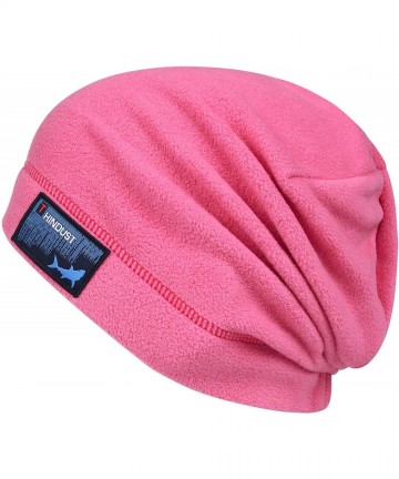 Skullies & Beanies Fleece Slouchy Beanie - Winter Beanie Hat for Men and Women - Soft Ski Skull Cap - Rose Red - C218XTQ6A3W ...