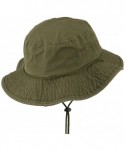 Sun Hats Big Size Washed Bucket Hat with Chin Cord - Olive - CN11BKZXRIX $35.90