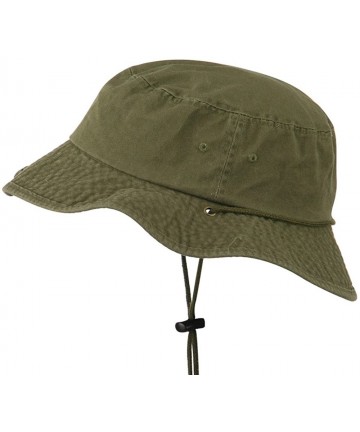 Sun Hats Big Size Washed Bucket Hat with Chin Cord - Olive - CN11BKZXRIX $35.90