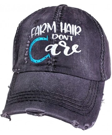 Baseball Caps Women's Farm Hair Don't Care Embroidered Baseball Cap - Grey/Customized - CU18CXQQLI8 $43.93