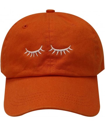Baseball Caps Eyelashes Cotton Baseball Cap - Orange - CM12KBJAX57 $18.03