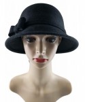 Bucket Hats Cloche Hats for Women 100% Wool Fedora Bucket Bowler Hat 1920s Vintage Kentucky Derby Church Party Hats - C1194HU...