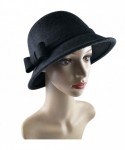 Bucket Hats Cloche Hats for Women 100% Wool Fedora Bucket Bowler Hat 1920s Vintage Kentucky Derby Church Party Hats - C1194HU...