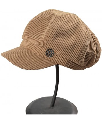 Newsboy Caps Women's Octagonal Hat Cotton Corduroy Newsboy Cap Gatsby Ivy Hat - Brown - CM183K9O5E2 $22.38