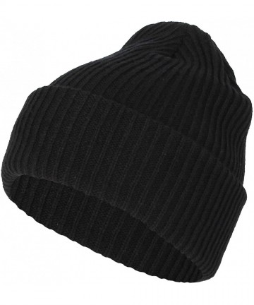Skullies & Beanies Knitted Ribbed Beanie Hat Basic Plain Solid Watch Cap AC5846 - Loosetype_black - CH18KNZCMZ8 $20.42