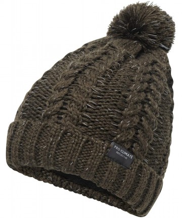 Skullies & Beanies Mens Reflective Cable Twist Knitted Beanie Hat - Olive - CM18HYYZ27S $24.40